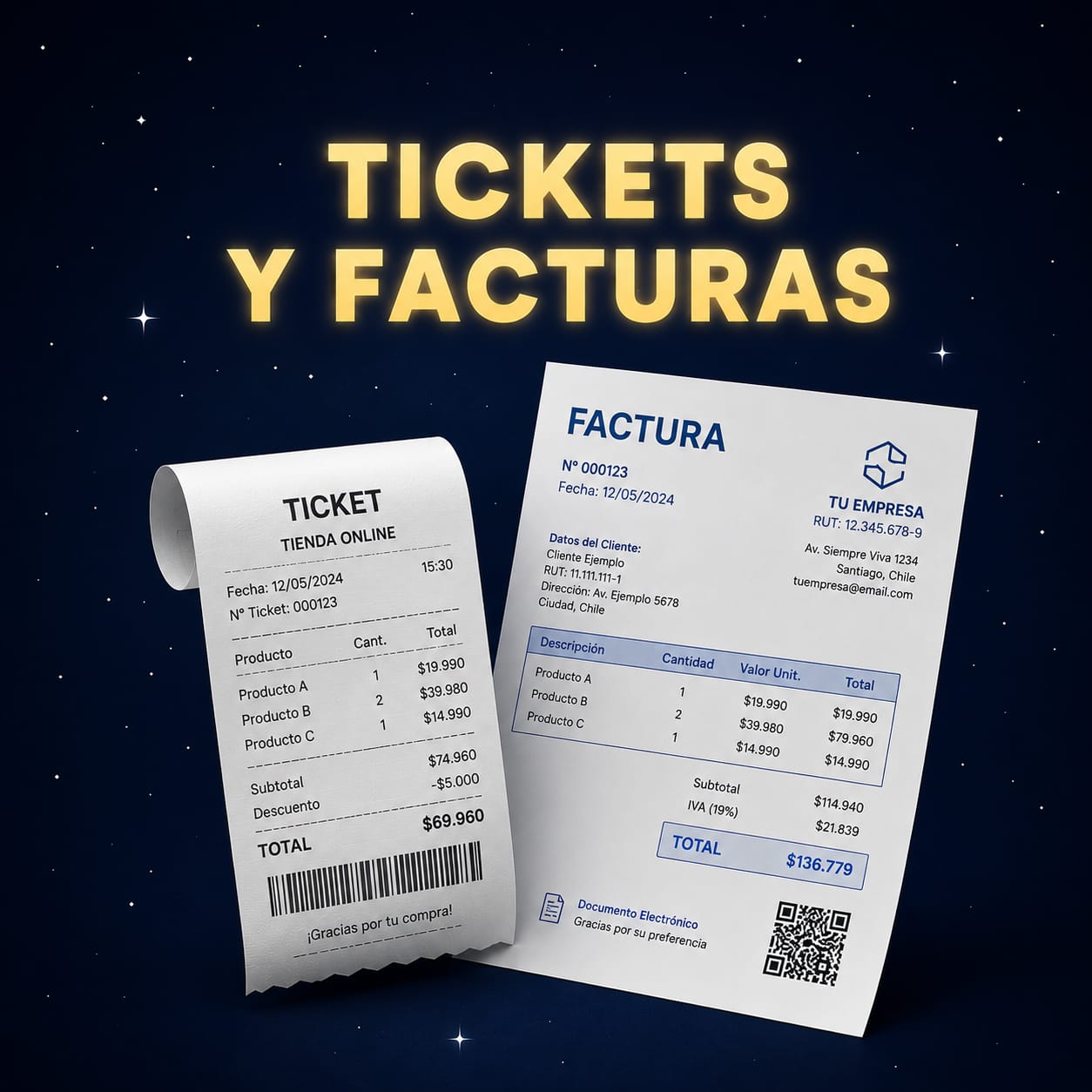 90 TICKETS Y FACTURAS EDITABLES